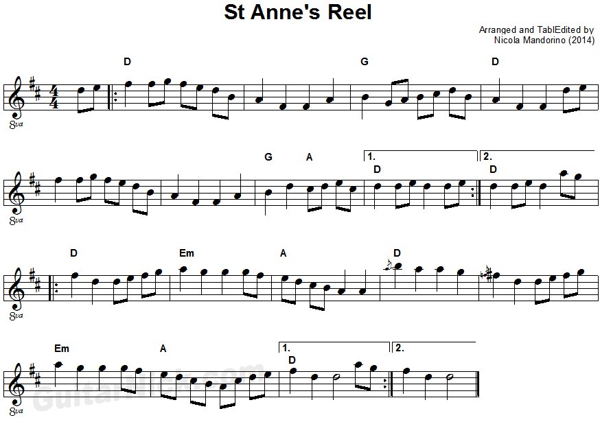 St Anne's Reel - fiddle band arrangement sheet music